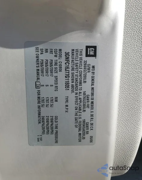 2007 Chevrolet Suburban C1500 from USA, damaged, VIN 3GNFC16J77G118051